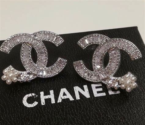 chanel earrings cc logo price|real chanel diamond earrings cc.